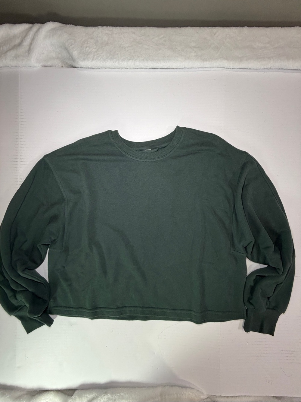 Zella Dark Green Boxy Cropped Scuba Crew Sweatshirt